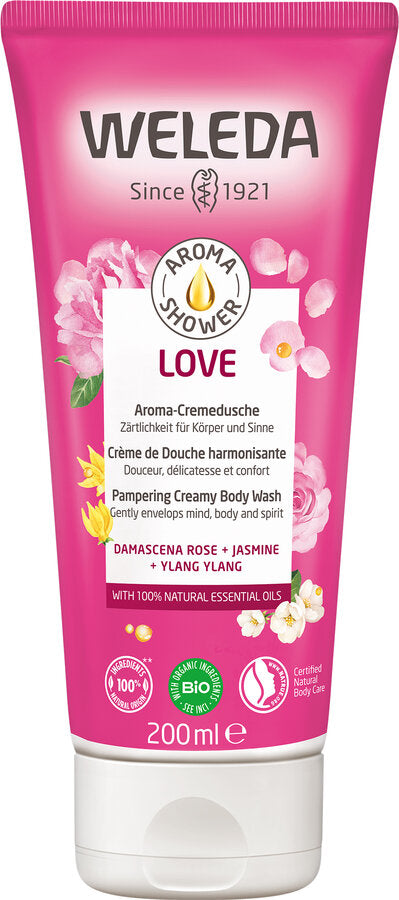 Weleda aroma shower love 200ml - enveloped by love and tenderness. - Tenderness for body and senses - with 100% natural essential oils "