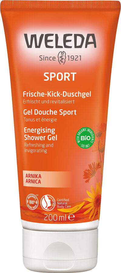 Fresh kick after sport. Shower gel with aromatic fragrance, gives new energy, gently cleans thanks to mild surfactants on a vegetable basis and preserves the skin moisture. Skin tolerance of Dermatologish confirms. "