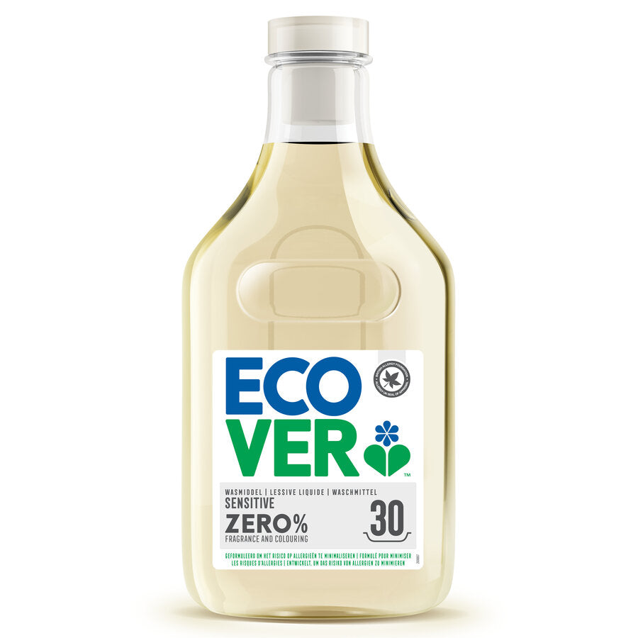 Our Zero product range corresponds to a special recipe without fragrance or dyes, specially developed for sensitive skin. The Ecover Zero liquid detergent concentrate is relentlessly to dirt.