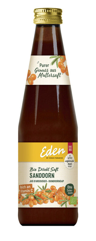 For Eden full fruit, wild sea buckthorn berries are processed into a creamy composition with a tart-fruity taste. The consolidable fruit components, such as pulp, juice and troubles, are preserved. Eden full fruit sanddorn is naturally rich in vitamin C. We recommend that you consume 4 tablespoons every day.