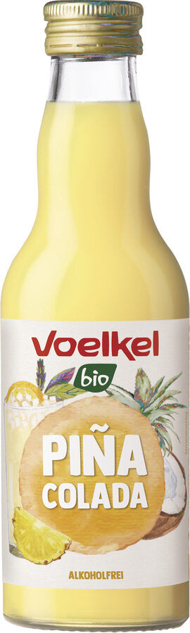The alcohol and lactose-free Piña Colada from Voelkel tastes good, fruity and sweet due to the carefully coordinated compilation of pineapple juice and coconut milk.