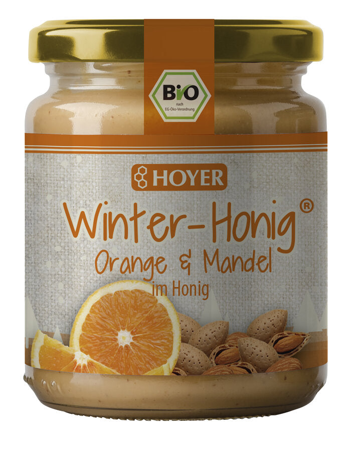 Winter honey "Orange & Mandel" the fruity winter delight! Milder blossom honey with almonds and fine orange grade refined to a wintry pleasure.