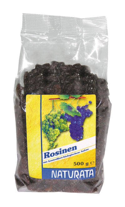 Raisins from controlled organic cultivation.