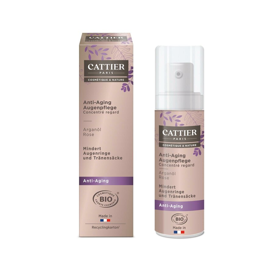 Eye care with soothing organic rose extract refreshes, reduces tear bags and fine lines and thus ensures radiant eyes. Organic argan oil, buckwheat extract and algae extracts supply the skin intensively with moisture while dark circles are reduced. Butterfly lavender extract fights facial expressions.