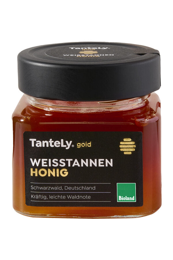 This honey is referred to as "white fir honey", since the bees mostly collect the honeydew from the white fir (Silver Fir) in the Black Forest. This creates an elegant honey with liquid consistency, strong, spicy taste and a slightly resinous caramel note. Its color is dark brown with a slightly green accent.