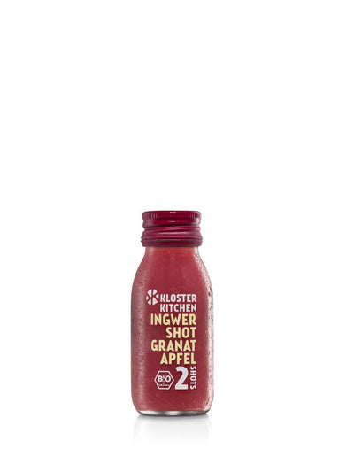 The gingershot pomegranate 2 shots is for the days when you need a double load of power. Available in three flavors: pomegranate is the fruity and heart sweet taste explosion. Pure organic ingredients (BioControll office de-Öko-006) make it out of all our products what the customer wants. A natural, perfectly seasoned and light-scale gingershot highlight in premium quality. Without artificial additives and of course genetic engineering free.