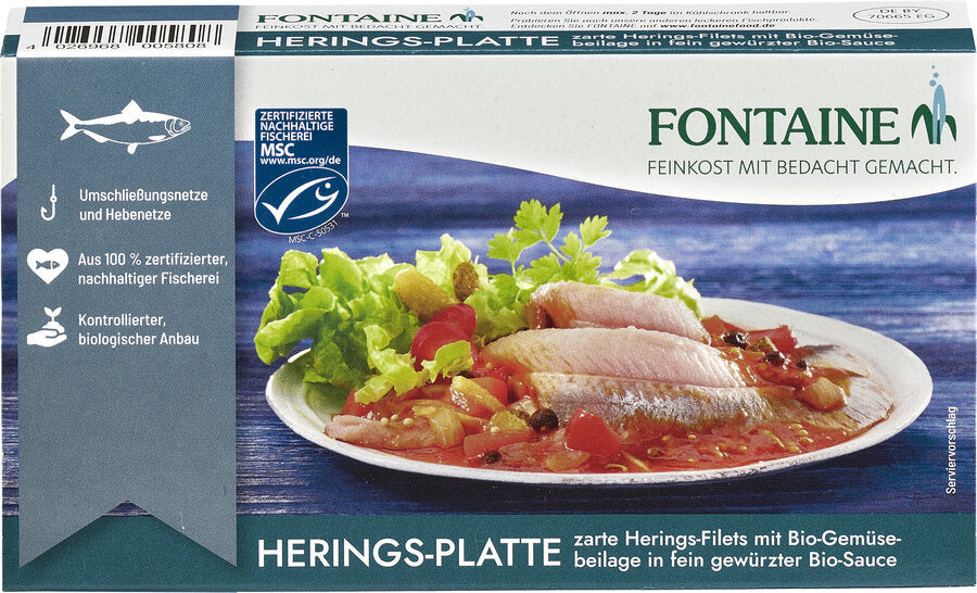 Fontaine Herings plate in organic cream with organic vegetable insert, 200g - firstorganicbaby