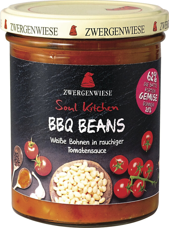 Do you fancy an intensely vegetable meal without much effort? No problem - here is Soul Kitchen! Bio Soul Kitchen BBQ Beans, which is a lot of crunchy vegetables with white beans in a smoky tomato sauce with slight sharpness. The soul kitchen series is available in 370g glass and six varied flavors.