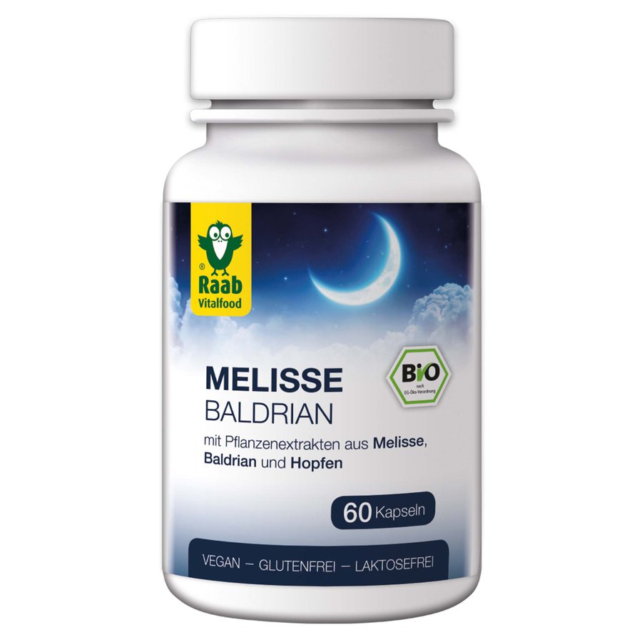 Raab Vitalfood BIO Melisse - Baldrian 60 Kapseln a 480 mg, 28,8g - firstorganicbaby