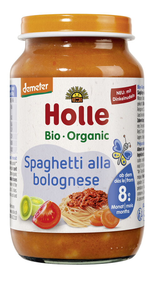The baby glass spaghetti Alla Bolognese is a tasty menu made of vegetables, spelled-spaghetti and valuable demeter beef for babies and toddlers in junior ages.