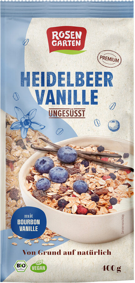 6 x Rosengarten blueberry-vanilla muesli unsweetened, 400g - firstorganicbaby