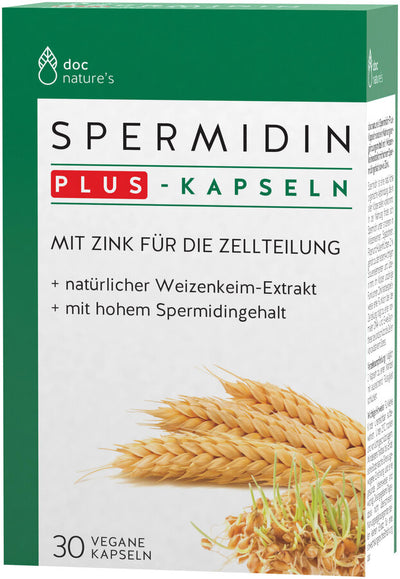 Doc Nature’s Spermidin Plus capsules + with zinc for cell division + natural wheat germ extract + with high spermiding content + lactose-free + vegan