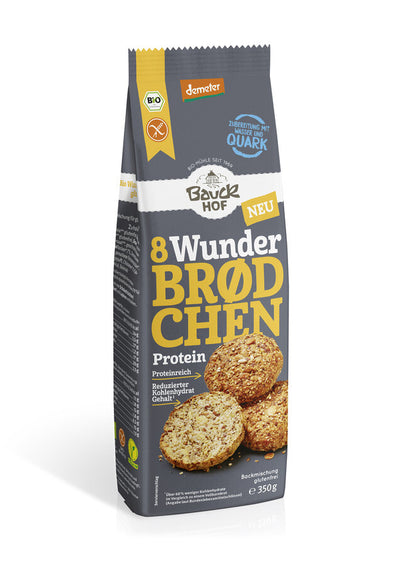The Wunderbrødchen protein with a lot of protein with reduced carbohydrate content is just the right thing for all sports cannons. Conscious gluten-free enjoyment in Demeter quality makes it particularly tasty and particularly simple. For the extra portion of power on the dining table.