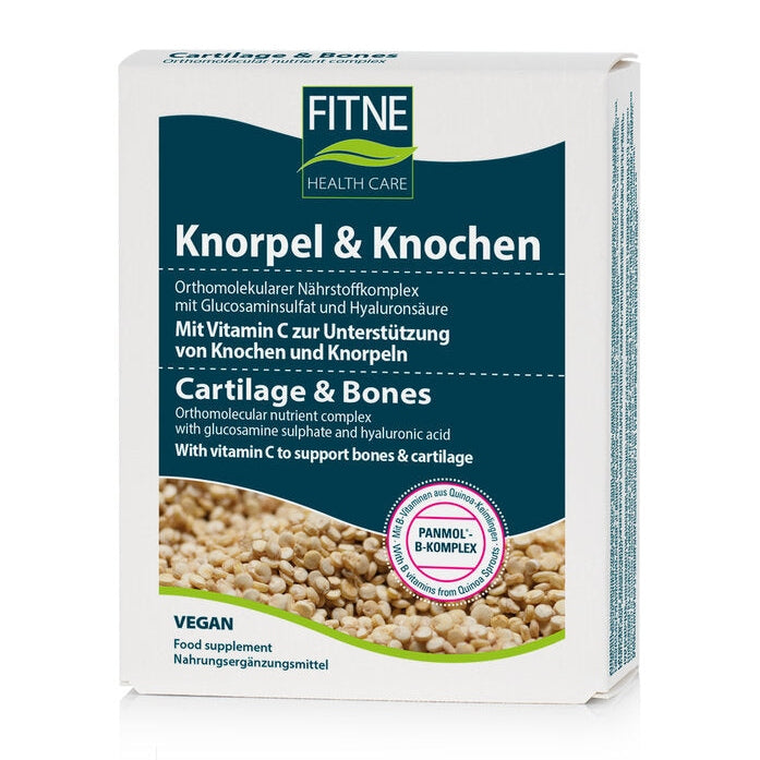 Fitne nutrient complex cartilage & joints with vitamin C to support bones & cartilage vitamins, minerals and trace elements are important to support metabolic functions and to maintain general vitality and energy. Vitamin C contributes to normal collagen formation for a normal function of bones and cartilage. Zinc contributes to the preservation of normal bones. With glucosamine + hyaluronic acid.