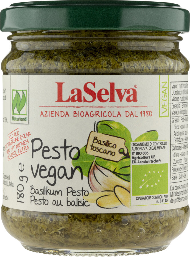 The pesto with a particularly high proportion of basil and pine nuts.