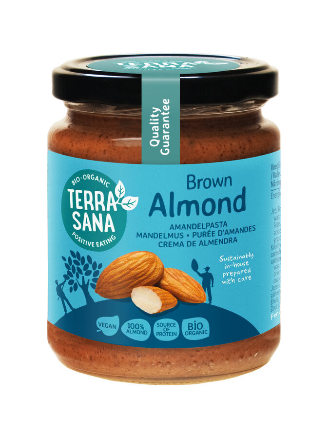 This biological almondmus is very popular with many people. The characteristic smell and pronounced taste of roasted almonds are a real pleasure. Sustainably made of 100 % almonds in your own house.