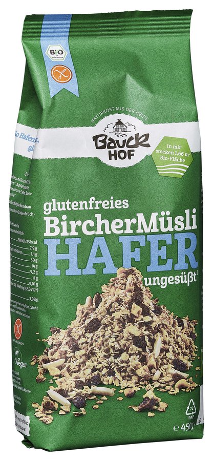 Bauckhof Hafer Müsli Bircher glutenfrei Bio, 450g - firstorganicbaby