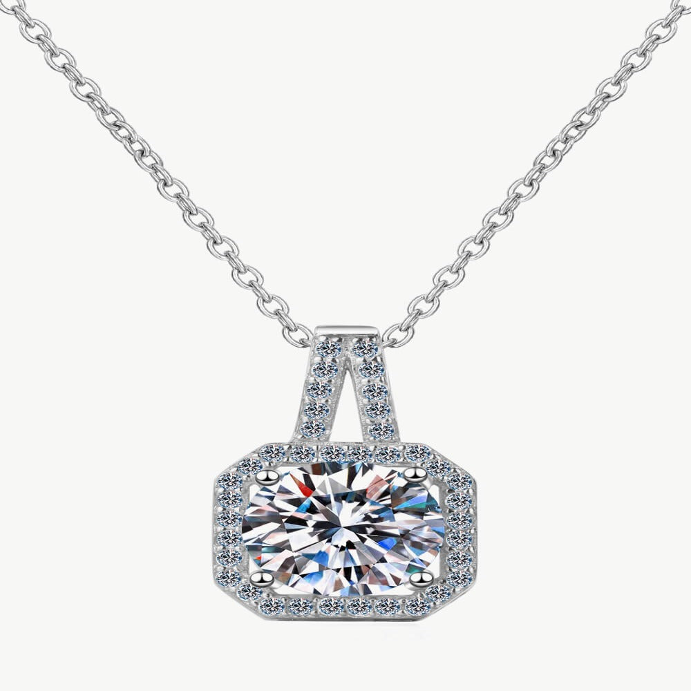 1 Carat Round Diamond Necklace - Halo One Love
