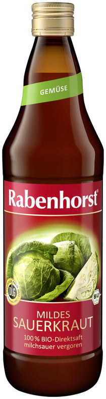 Carefully selected, crisp white cabbage from the best cultivation areas is fermented by milk and soaked at Rabenhorst. The mild juice is particularly suitable for a low -carbohydrate diet due to its low sugar content.