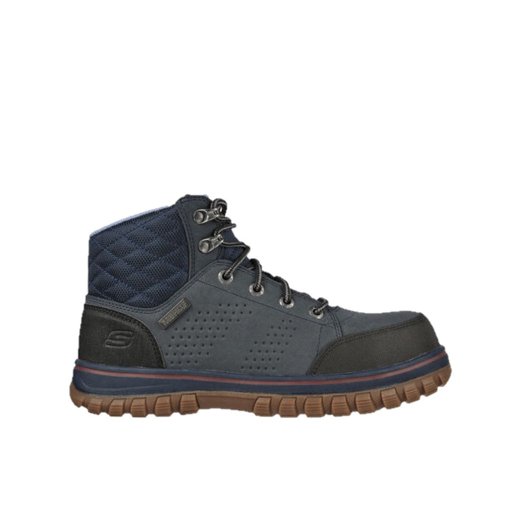 SKECHERS 108004W/NVBK MCCOLL CT WP WMN'S (Wide) Navy/Black Leather, Synthetic & Fabric Work Boots