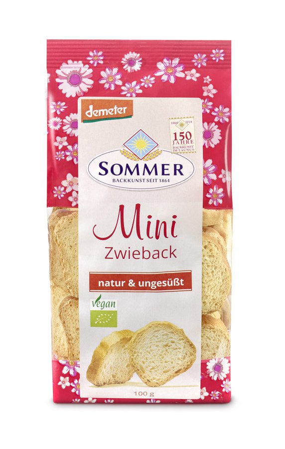 Sommer & Co. Demeter Mini Zwieback natur & ungesüßt, 100g - firstorganicbaby