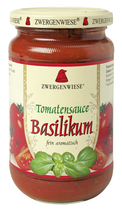 In the finely aromatic organic tomato sauce basil, the mark of sun -ripened tomatoes, coordinated with a mild flavor and with basil finely tasted - incomparably good, Buon Appetito! Our other varieties in the 330/340ml glass, from classically mild flavored to fiery sharp and two tomato sauces for children, will inspire you.