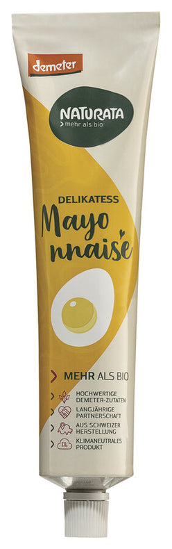 The fine Naturata delicatess mayonnaise is made from high-quality Demeter ingredients, especially gently in Switzerland. The balanced recipe ensures the typical mayonnaisen taste.