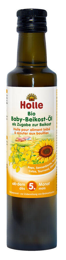 The organic baby chewing oil is an important part of a balanced baby diet from the Bei-Elder. For adding in vegetable and fruit meals and as an addition to baby glasses.