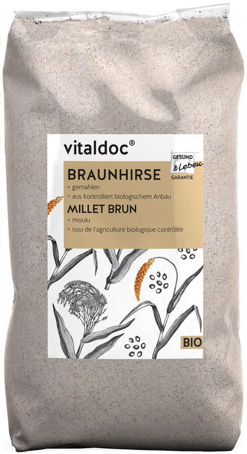 Brown millet + ground + from controlled organic cultivation + vegan healthy & life - guarantee: Our products are manufactured according to the strictest guidelines, continuously checked and always leave our house fresh and in the best quality.