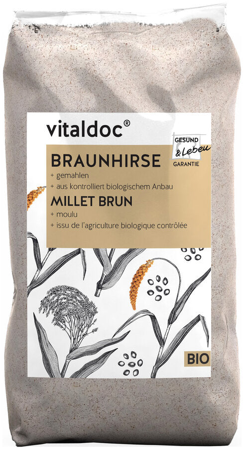 Brown millet + ground + from controlled organic cultivation + vegan healthy & life - guarantee: Our products are manufactured according to the strictest guidelines, continuously checked and always leave our house fresh and in the best quality.