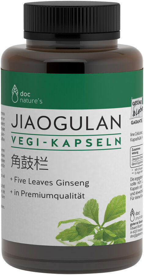 Jiaogulan Vegi capsules + Five Leaves Ginseng + in premium quality + 400 mg extract per capsule + gluten-free, lactose-free + vegan