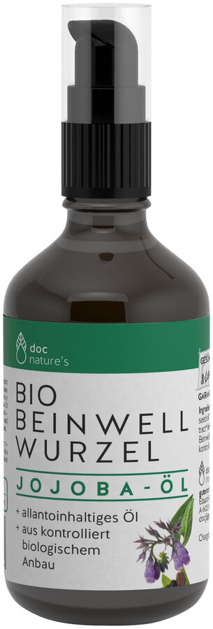 Organic Beinwell root jojoba oil + for maintaining tendons and joints after exhausting training. Cramped or hardened muscles for the nourishing massage. + Allantoin -containing oil + from controlled organic cultivation + no fragrances + no preservatives