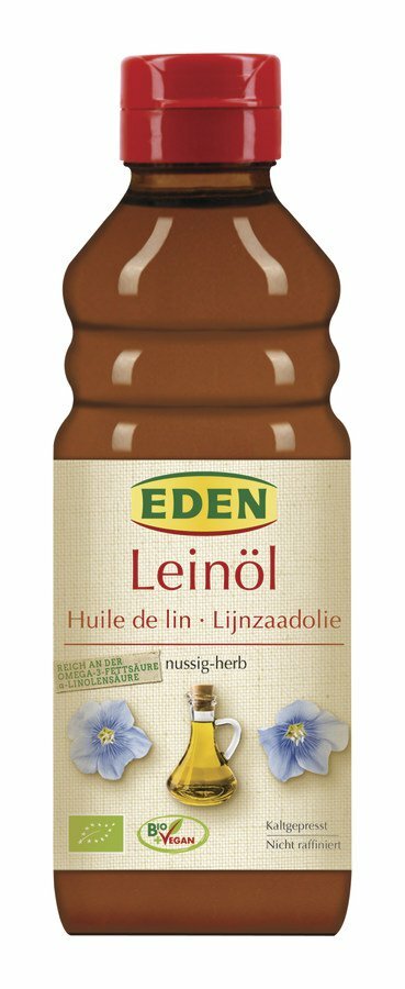 Eden linseed oil has a special health value due to its high content of omega-3 fatty acids. - Rich in the omega-3 fatty acid? -Linolenic acid-?- linolenic acid contributes to the preservation of normal blood cholesterol at- cold-pressed-