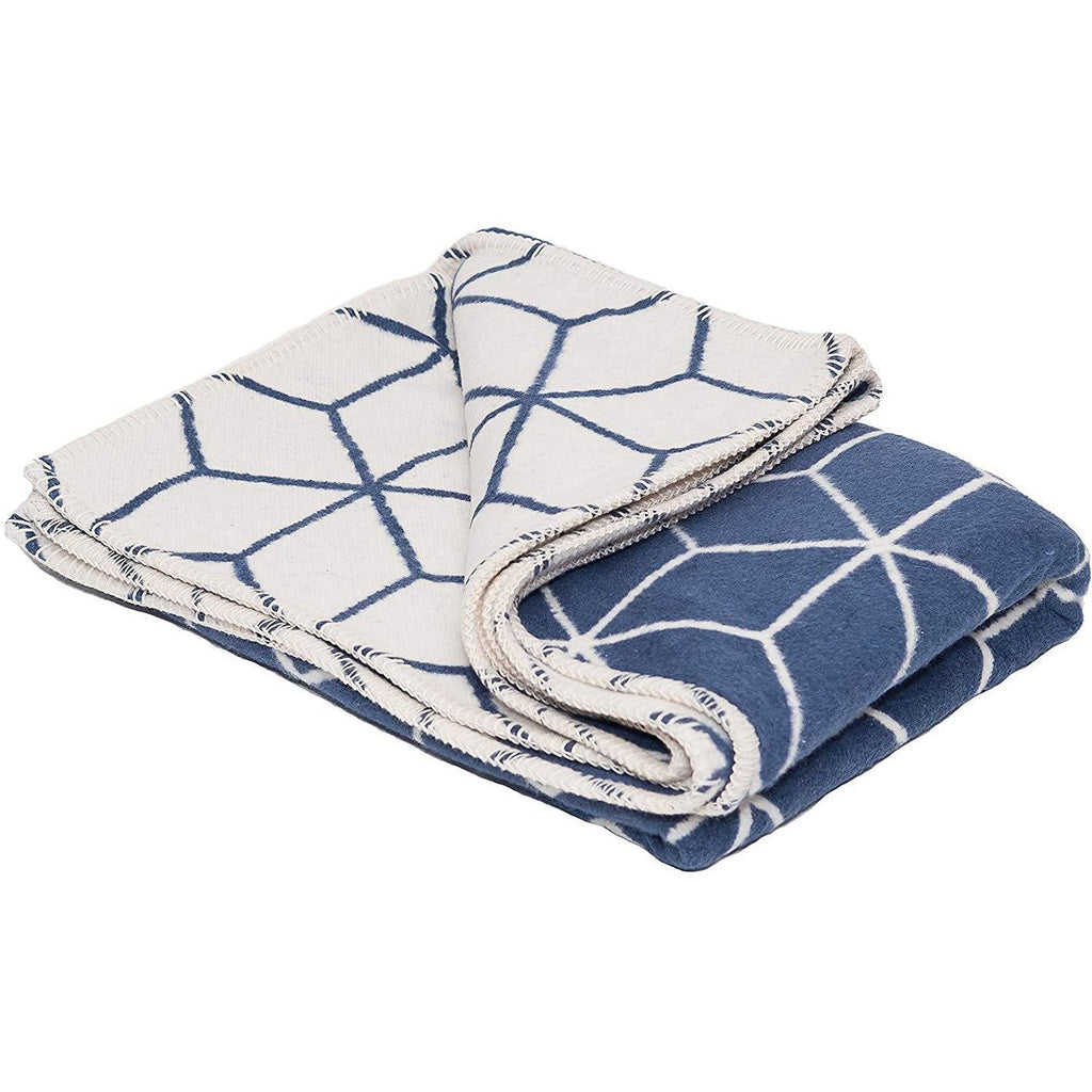 Atlanta blanket Navy & Cream Geometric Single Size Bed Blanket( Throw) - firstorganicbaby
