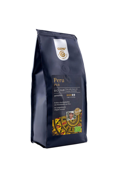 Single Origin coffee of the highest quality class from the best heights Peru; Reiner Arabica highland coffee; Velvety flavor with exquisite acid; Flavor 4 (1 = mild, 5 = strong)