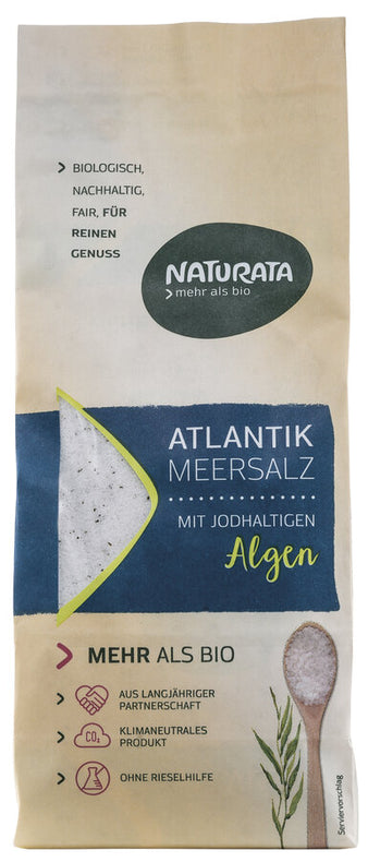 Due to the naturally bound iodine in marine algae, the Naturata sea salt with iodine -containing algae can be an important contribution to daily iodine intake. With an average salt absorption of 6 g a day, the Naturata sea salt with iodine -containing algae can be covered 60 % of the daily intake recommended by the German Society for Nutrition (DGE).