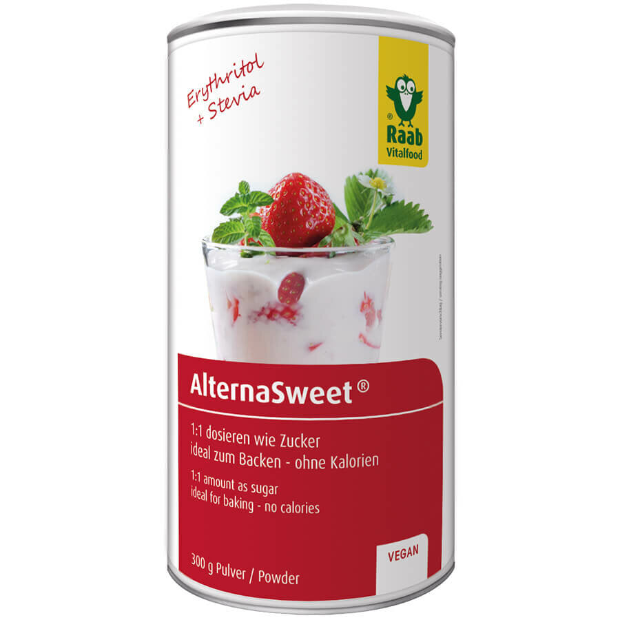 In contrast to pure erythritol (70% Sueßkraft), Alternasweet® has 100% super power and can be dosed like normal sugar. In blind tests, the test subjects noticed no difference to sugar. This makes it ideal for baking. Glya -Kaemic index 0. tooth -friendly.