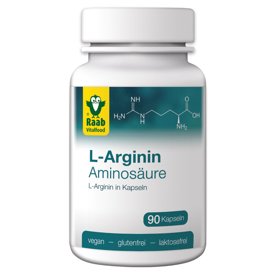 L-arginine is an amino acid. For Raab L-Arginine capsules, only L-arginine is used, which is obtained from corn by fermentation.