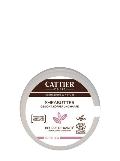 For skin and hair. Cattier shea butter is 100% biologically organic and supplies the skin intensively with nutrients, promotes cell renewal and soothes the skin after shaving. Shea butter makes the skin tender and smooth and protects it at the same time. This pure natural product also gives the hair new shine and vitality.