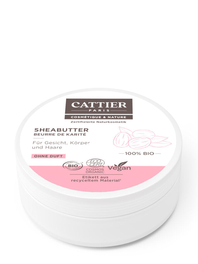 For skin and hair. Cattier shea butter is 100% biologically organic and supplies the skin intensively with nutrients, promotes cell renewal and soothes the skin after shaving. Shea butter makes the skin tender and smooth and protects it at the same time. This pure natural product also gives the hair new shine and vitality.