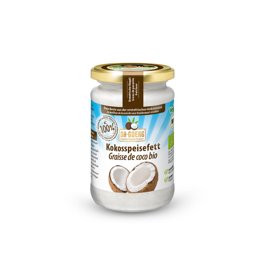 For preparations at high temperatures and without a coconut taste due to its high smoke point of 234 ° C, our organic coconut base fat is primarily suitable for baking, roasting and frying, but also when preparing dishes, in which you do without the coconut smell and taste would like to, but not on its valuable ingredients.