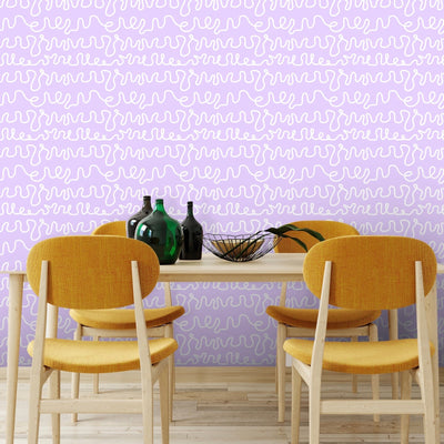 Squiggle Wallpaper in light lavender - firstorganicbaby
