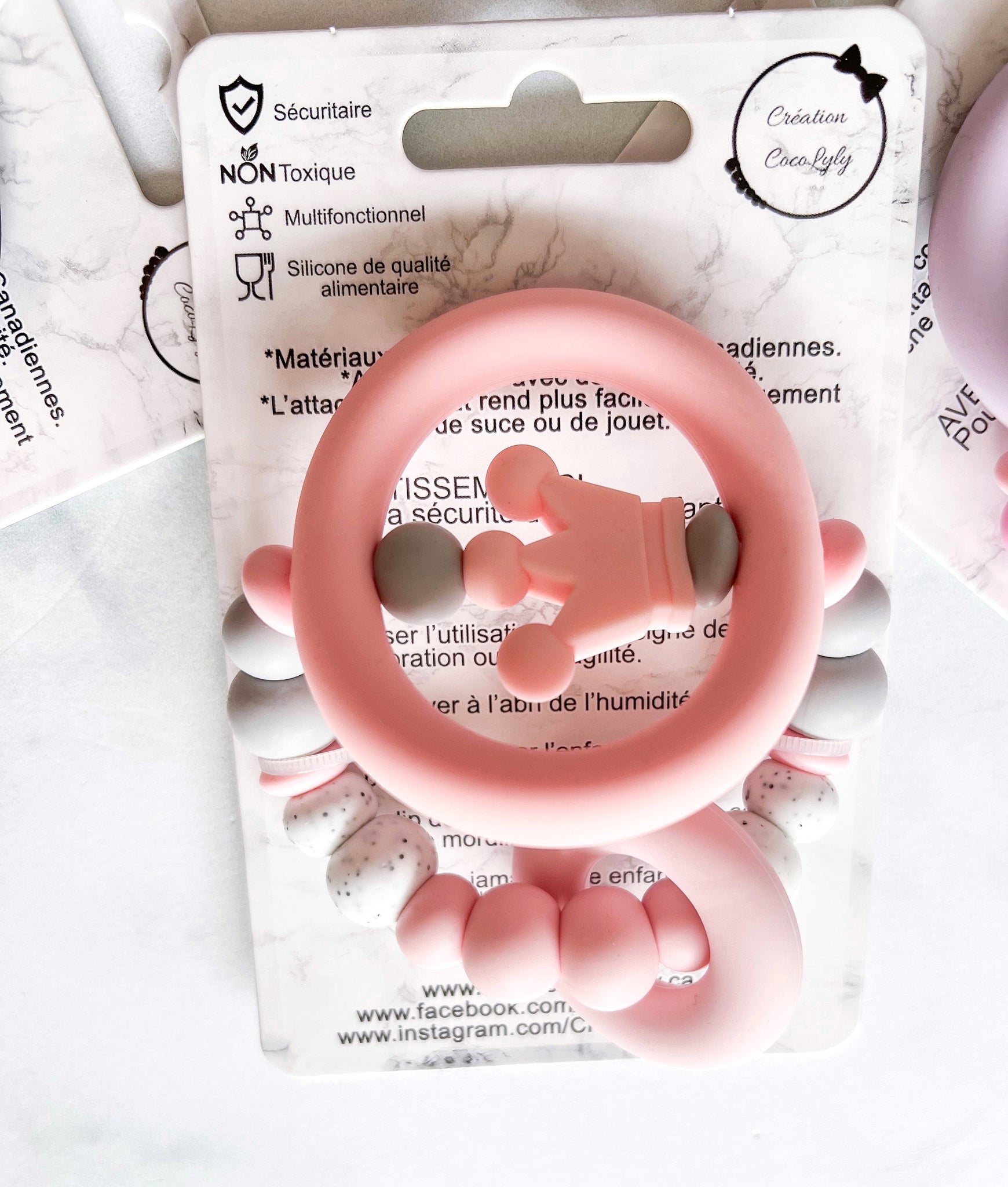 Hochet double cercles tout en silicone silicone - firstorganicbaby