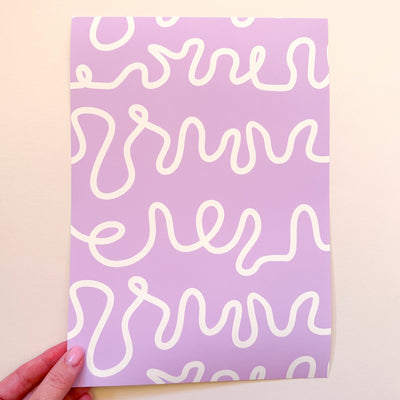 Squiggle Wallpaper in light lavender - firstorganicbaby