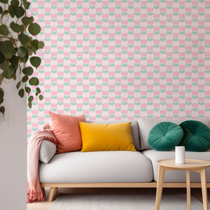 Marta’s Tulips Wallpaper in Pink Candy and Pistachio - firstorganicbaby