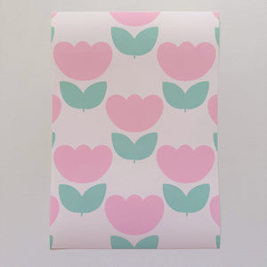 Marta’s Tulips Wallpaper in Pink Candy and Pistachio - firstorganicbaby