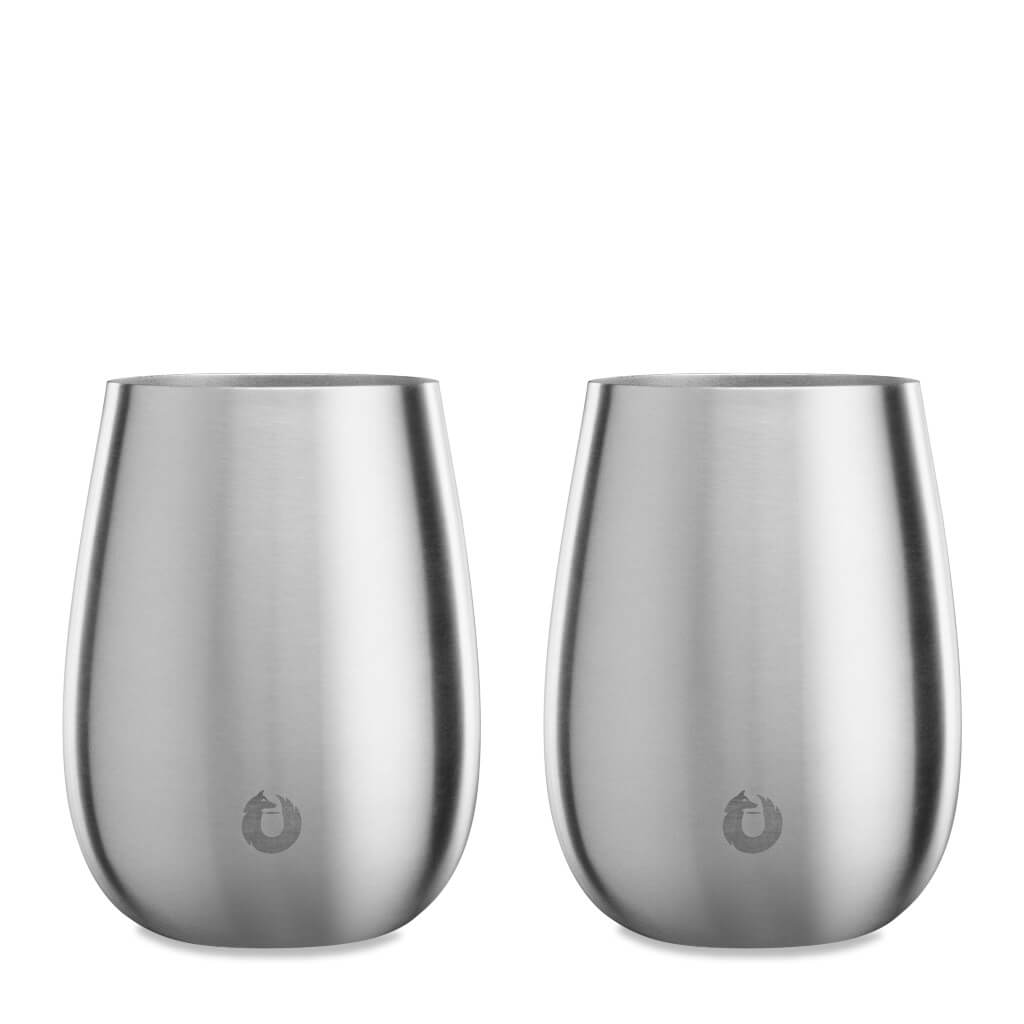 Stainless Steel Grand Pinot Wine Glass, Set of 2 - Steel