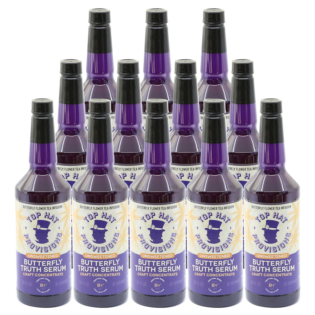 Top Hat Butterfly Truth Serum - Butterfly Pea Floral Extract - Blue Flower Tea Tincture - Alcohol Free Bitters - Unsweetened - Non-Alcoholic - Make Drinks Natural Blue and Indigo Purple - 12x32oz Case - firstorganicbaby