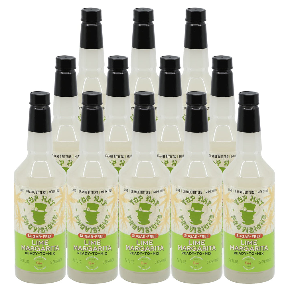 Top Hat Keto Sugar Free Margarita Lime Mix (made with Monk Fruit) - 12 pack of 32oz Bottles (Naturally sweetened with keto friendly / carb free / zero sugar Monk Fruit) - firstorganicbaby