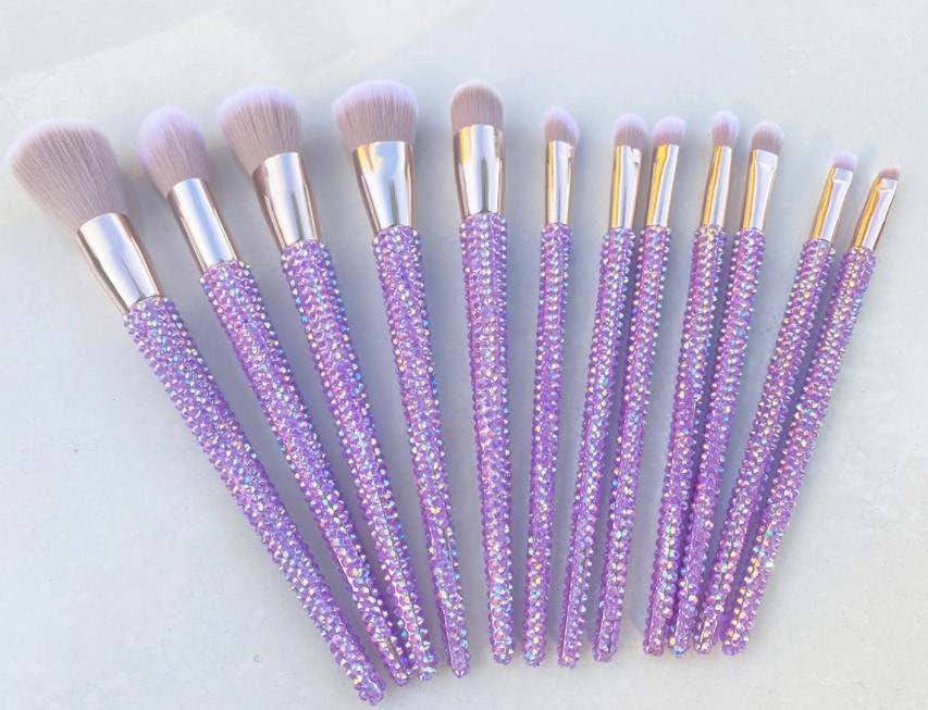 D’ Vine Bliss Beauty Purple Bedazzled 12 pc Makeup Brush Set - firstorganicbaby